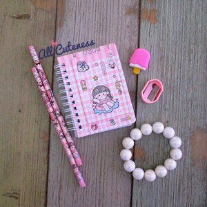 (NWOT) Pink Small Journal Set with Beaded Bracelet - Easter Basket Fillers